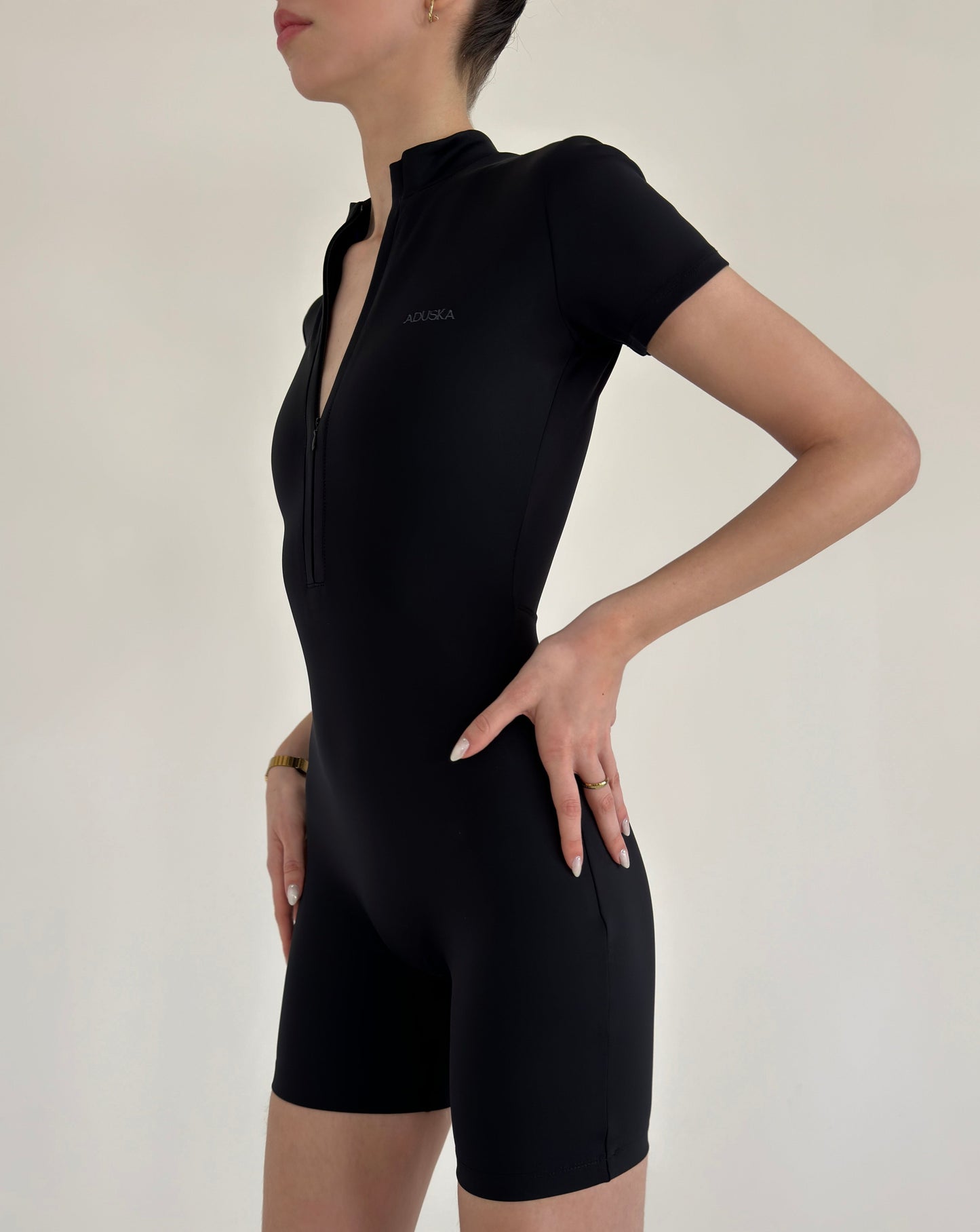 ZIPPERED OVERAL FEKETE